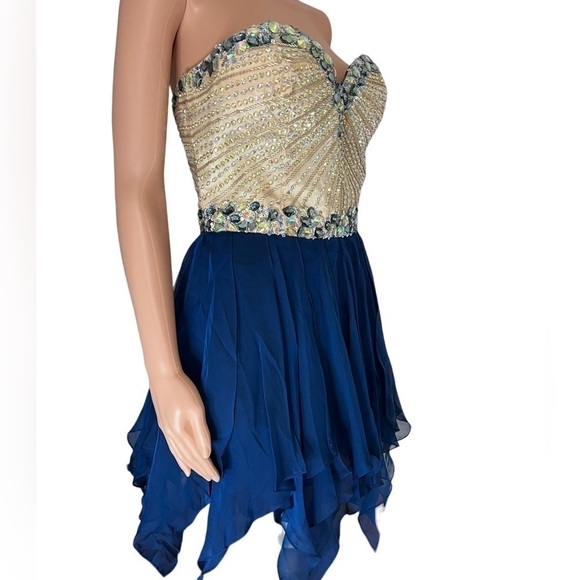 SHERRI Hill Strapless Front Corset Sequins HCO Royal Blue Dress - Picture 8 of 10